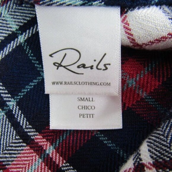 Rails Hunter Navy Blue Red Plaid Button Front Shirt Womens Size S Long Sleeve - Picture 7 of 11